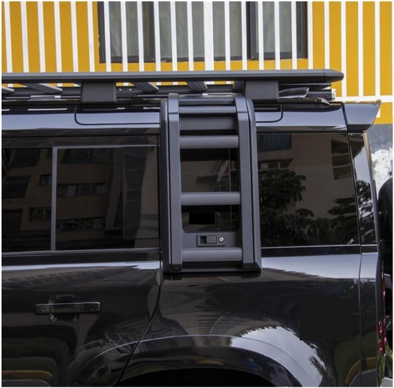 Telescopic Side Folding Ladder Compatible For LAND ROVER Defender 90 110 2020 2021 2022 2023 2024 (90 Black)