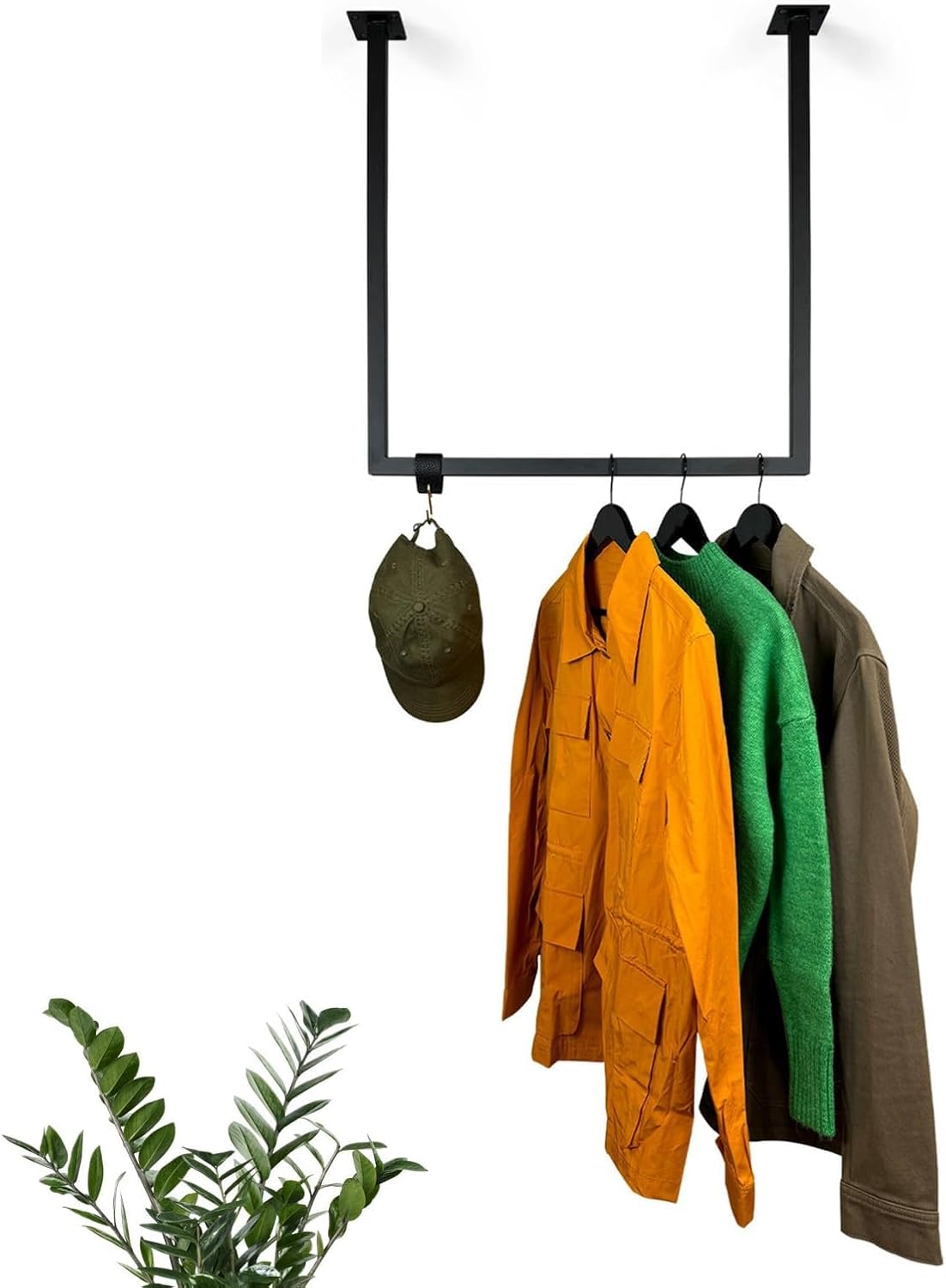 Kleiderstange Garderobe Industrie Design U-Form Decke Vierkant | Breite 50 cm x Höhe 70 cm | Deckenmontage | Garderobenstange | Ankleidezimmer | Garderobe | begehbarer Kleiderschrank