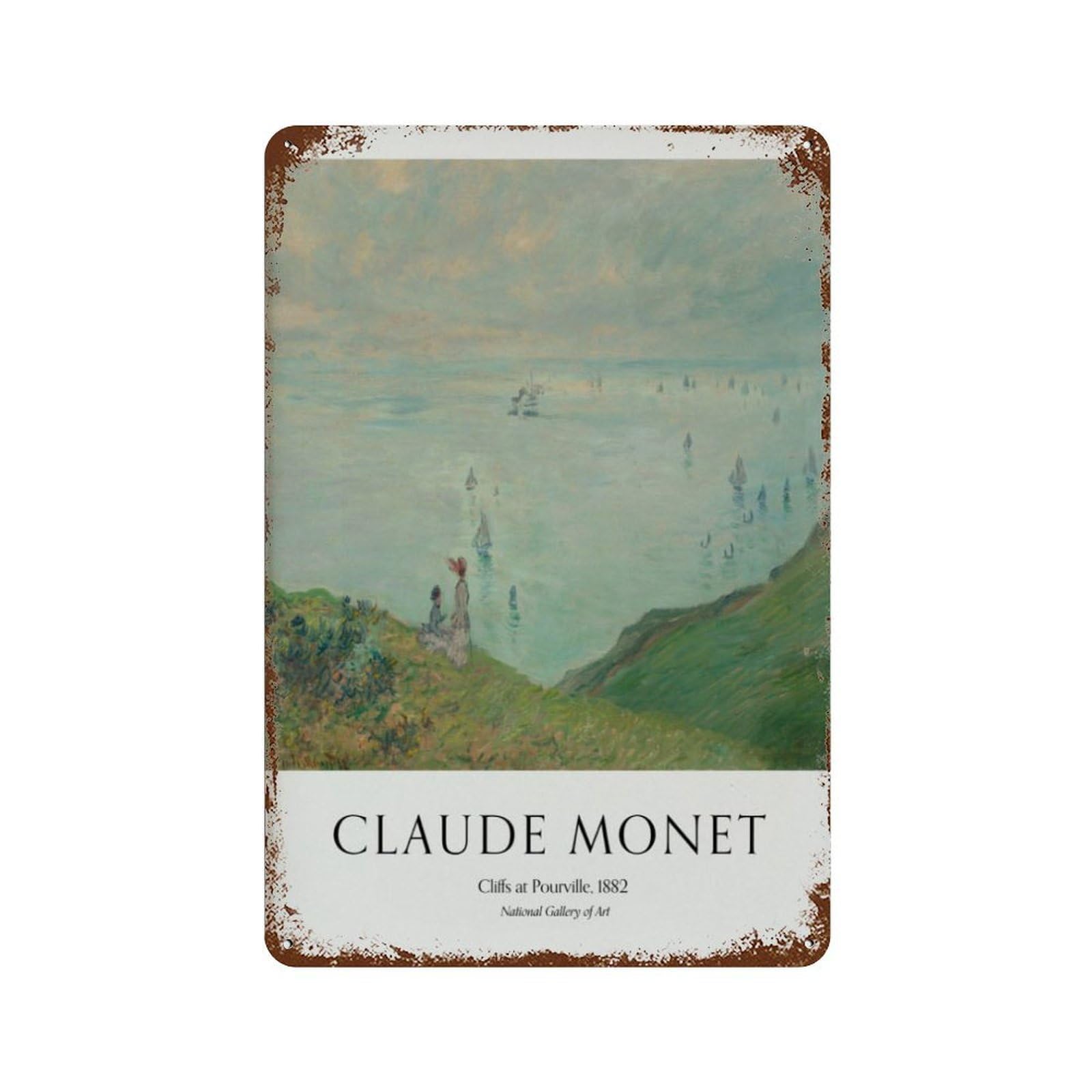 xiaoxiaoshen Monet 'cliffs at Pourville' Museum Wall Decor Art Metal Tin Poster Modern Home Decor Art Home Bar Shop Decorations Vintage Sign 30x20cm