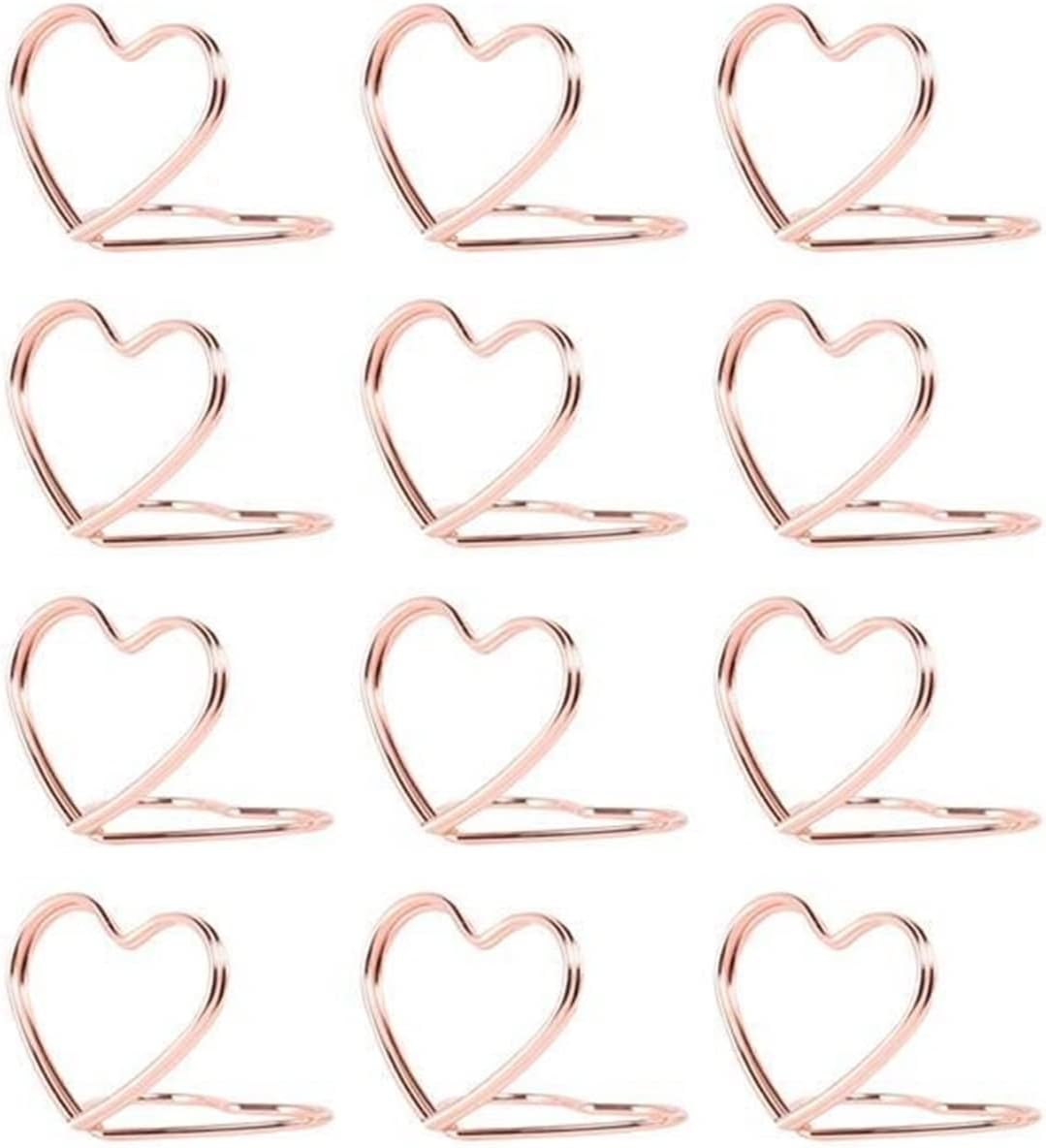 メモホルダーテーブルダブルハート型の名刺ホルダースタンドの結婚式の宴会二重ハートリングメッセージホルダー カードホルダー 信託 Color Gold Rose
