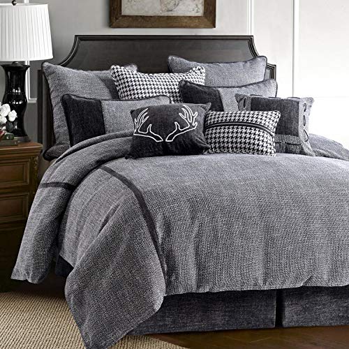 Image of HiEnd Accents Hamilton 4 Piece Full Black White Tweed Comforter Set