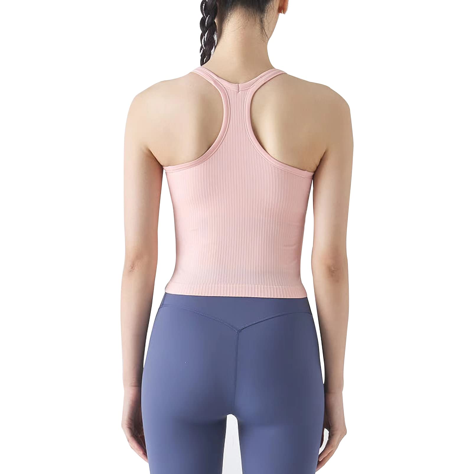 sphinx cat Womens Ribbed Workout Crop Tops with Built in Bra Yoga Racerback Tank Top Slim Fit