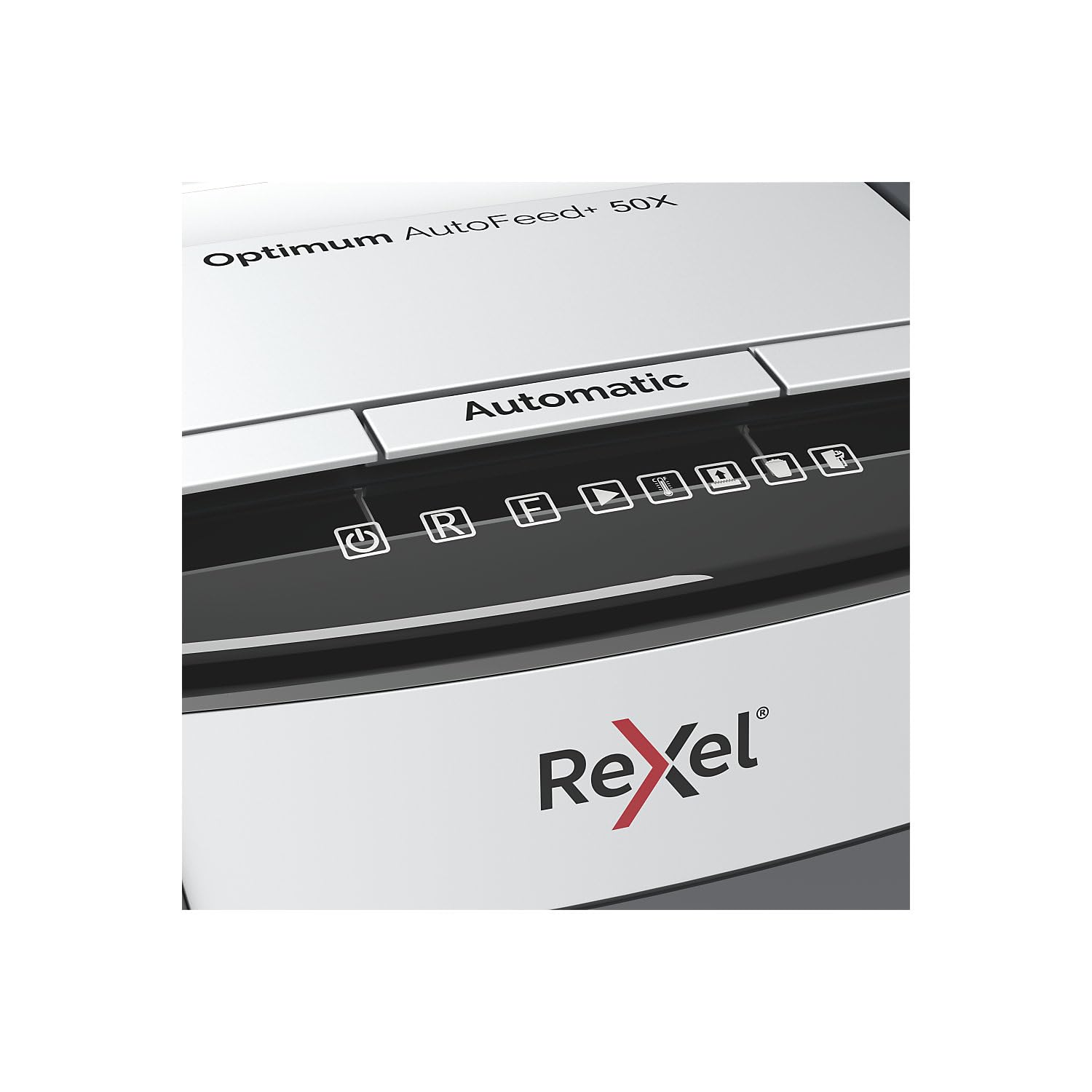 REXEL Optimum Auto Feed+ 50X, Distruggidocumenti Automatico, Spina Svizzera, 50-55 Fogli (80-70 gr/mq), Taglio a Frammento, Livello di Sicurezza P-4, per la Casa e per l’Ufficio, Capacità 20 Litri