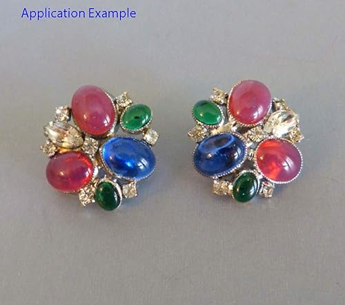 Miniatura 6 de Adabele GCN-B8 - 4 unidades de piedra preciosa ovalada de jaspe rojo breczado natural de jaspe rojo breczado con parte trasera plana, piedra de