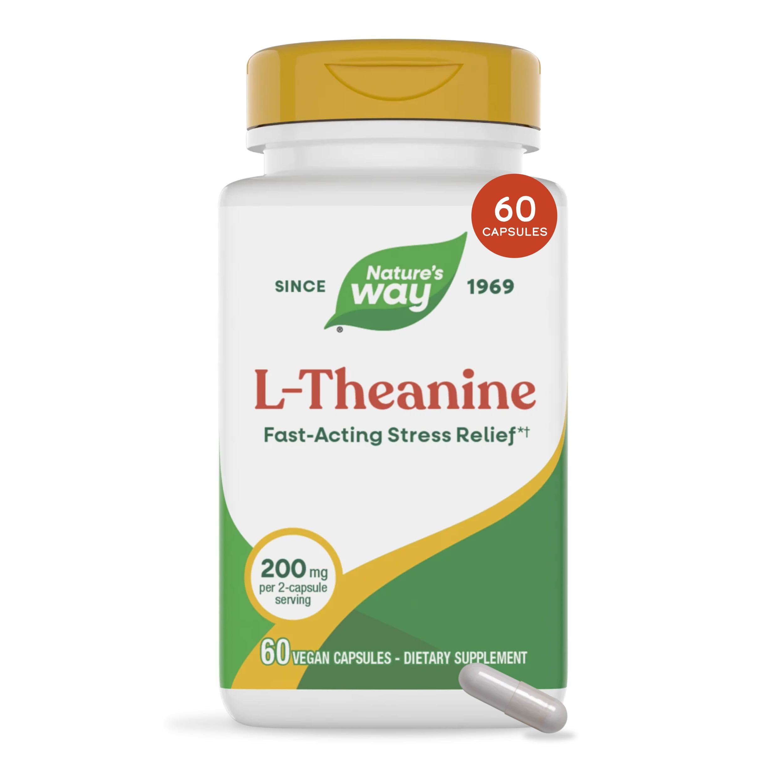 Nature's Way L-Theanine, Stress Relief*, Relaxation Support*, 60 ct 5660 Count (Pack of 1) 60 Count (Pack of 1)