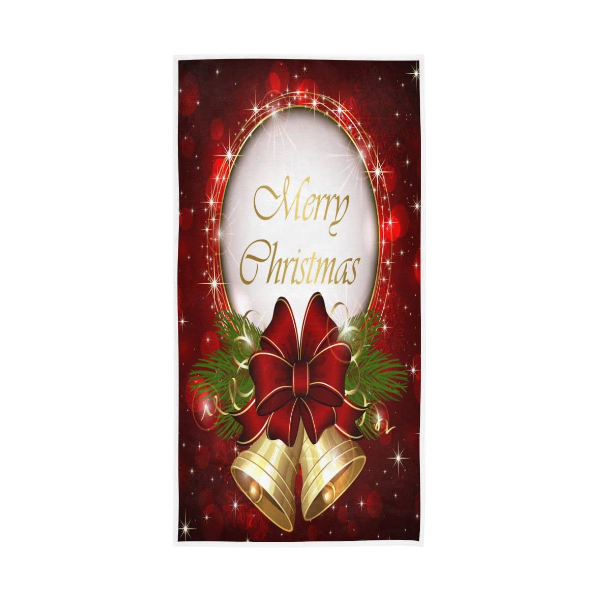 LSRCPD Christmas Bells and Snowflakes Hand Towels Soft Bath Towel for Bathroom Hotel Gym Spa 30"x15"
