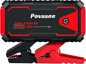 3000A Peak Jump Starter Pack, 12V Jump Box for Car Battery up to 10L Gas or 8L Diesel Engine Battery Jump Starter with Power Bank/Dual Output/LED Light