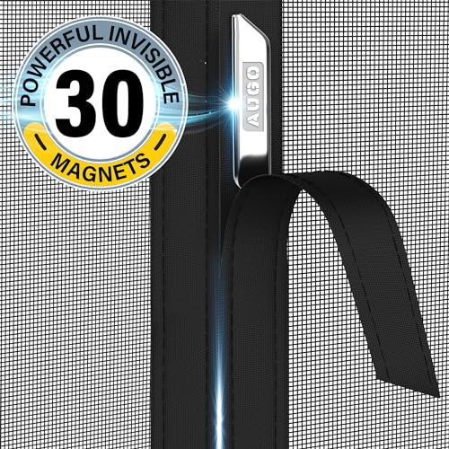 Image of AUGO Garage Door Screen Magnetic Closure - Garage Screen Doors for 1 Car Garage Pull Down - Magnetic Screen Door Mesh - Heavy Duty Weighted Bottom- Pet & Kid Friendly - Keep Open Feature - 8' x 7'