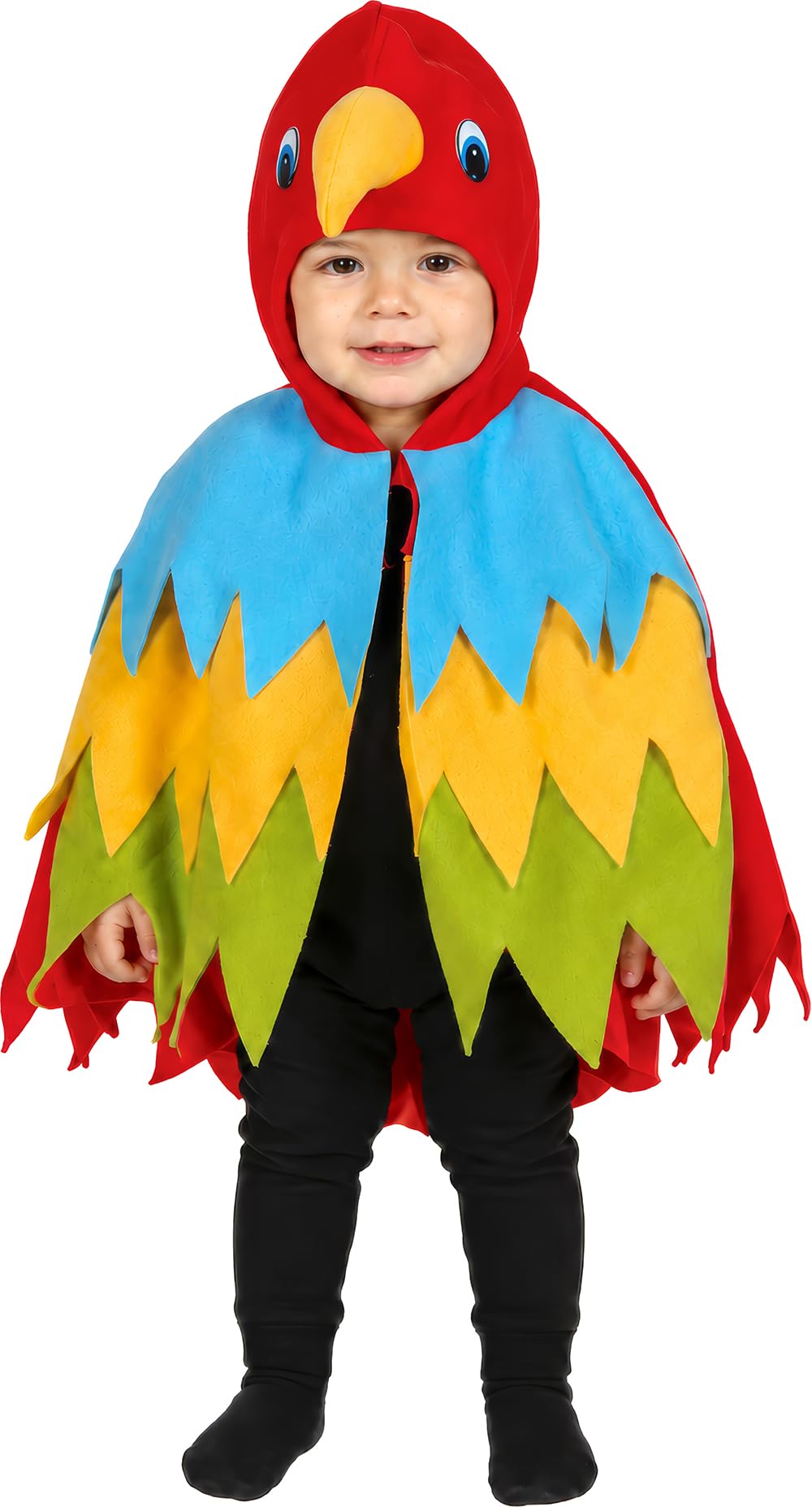 FIESTAS GUIRCA | Baby Parrot Fancy Dress Costume (18-24 Months) - Cape and Hood - Animal Costumes for Halloween, Carnival and Fancy Dress Parties - Ideal for Boys and Girls - Multicoloured