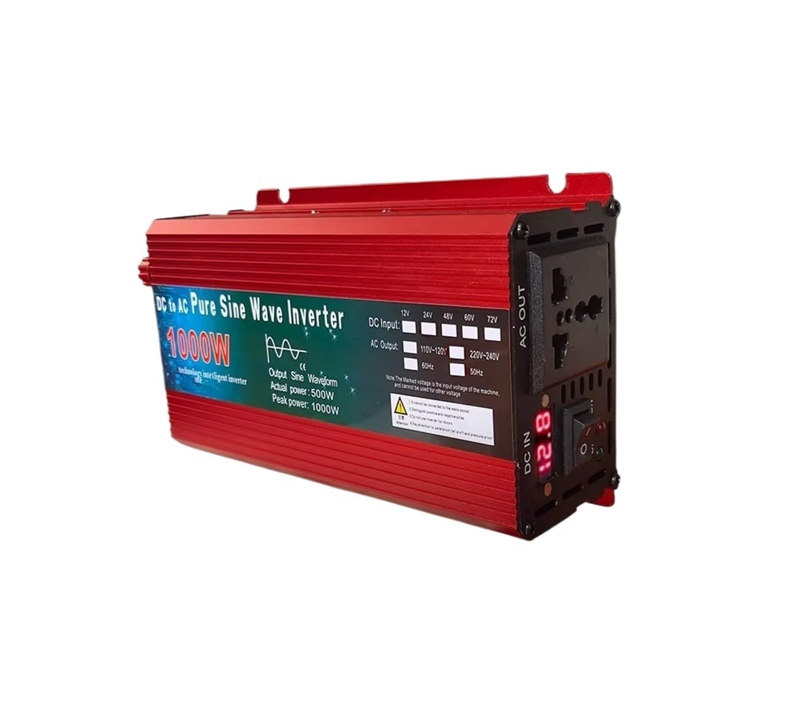 Inversor Inversor De 1000W 1600W 2200W 3000W CC 24V 48V 60V A CA 110-120V 60Hz Convertidor Voltaje Onda Sinusoidal Pura Microinversor Coche Bricolaje Onda sinusoidal modificada(48V,1000W)