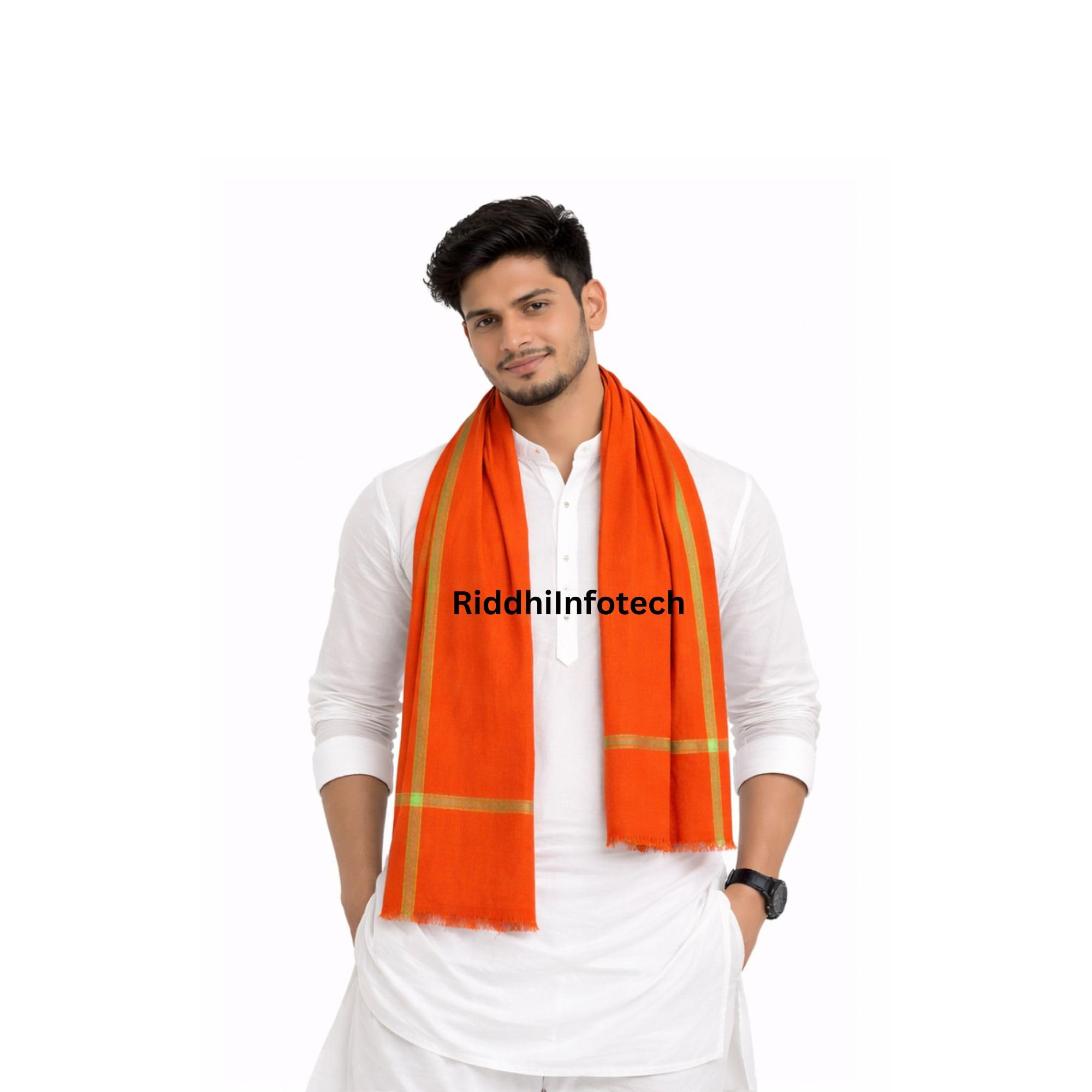 RiddhiInfotech Men's Pure Cotton Indian Gamcha Towel | Traditional Desi Cotton Gamchha | Multipurpose Angochha Head Scarf, Shoulder Cloth & Bath Towel for Pooja, Travel & Daily Use | 1 Pc-image-39