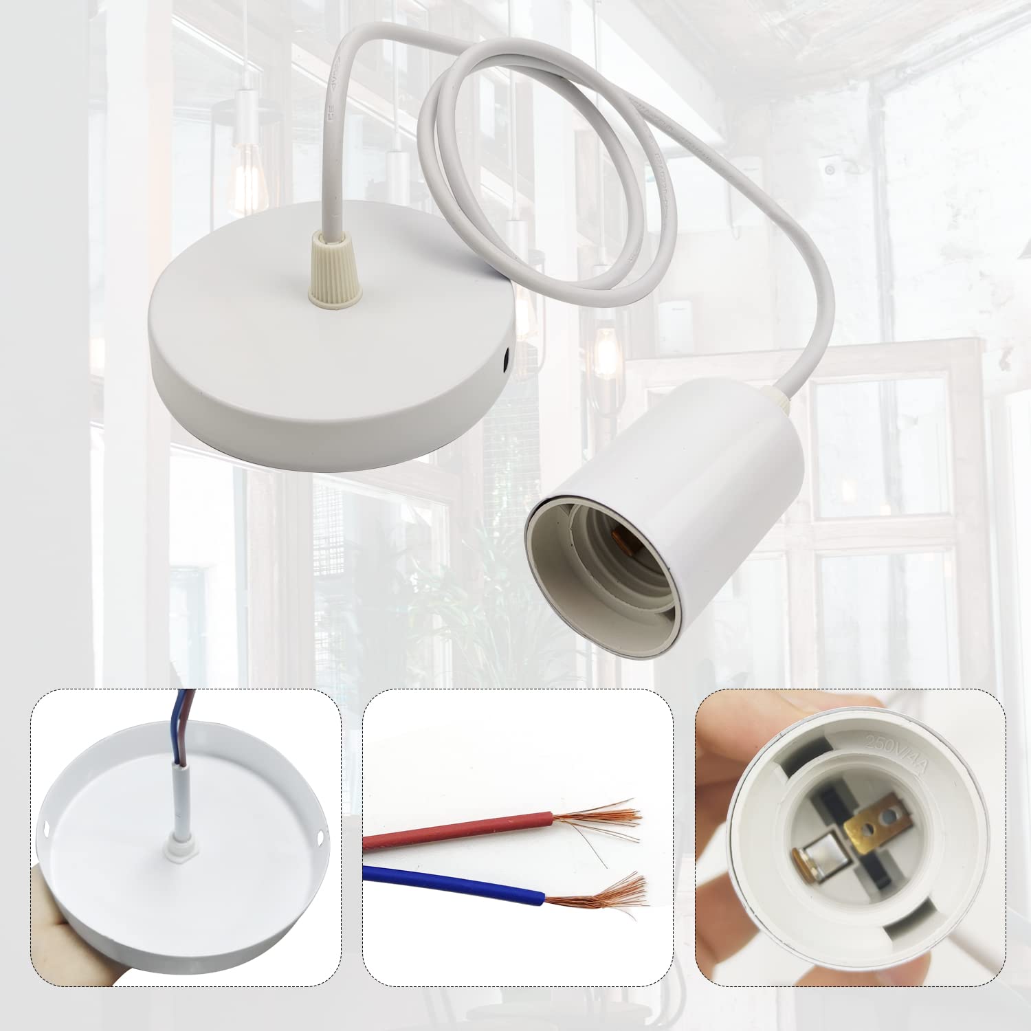 Lámpara De Suspensión Industrial E27 Metal Hierro Lámpara Colgante Para Sala De Estar Restaurante Gris Plateado 10320475