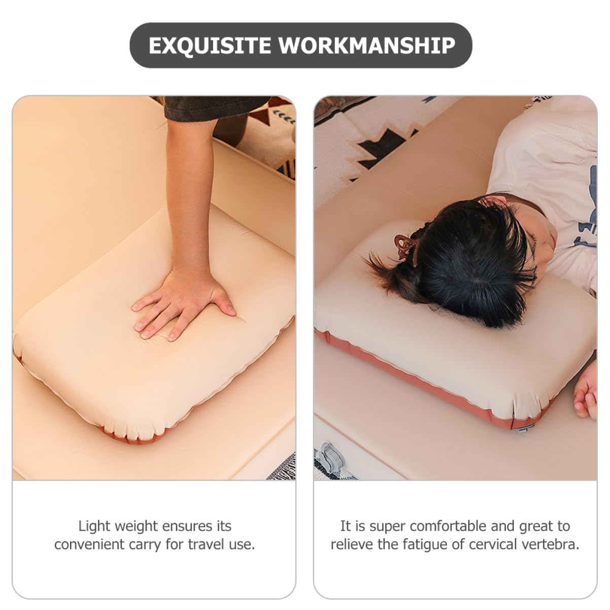 KOMBIUDA Cuscino Gonfiabile Per Campeggio Cuscino Da Viaggio Ergonomico Supporto Delicato Regolabile Sonno Compatto