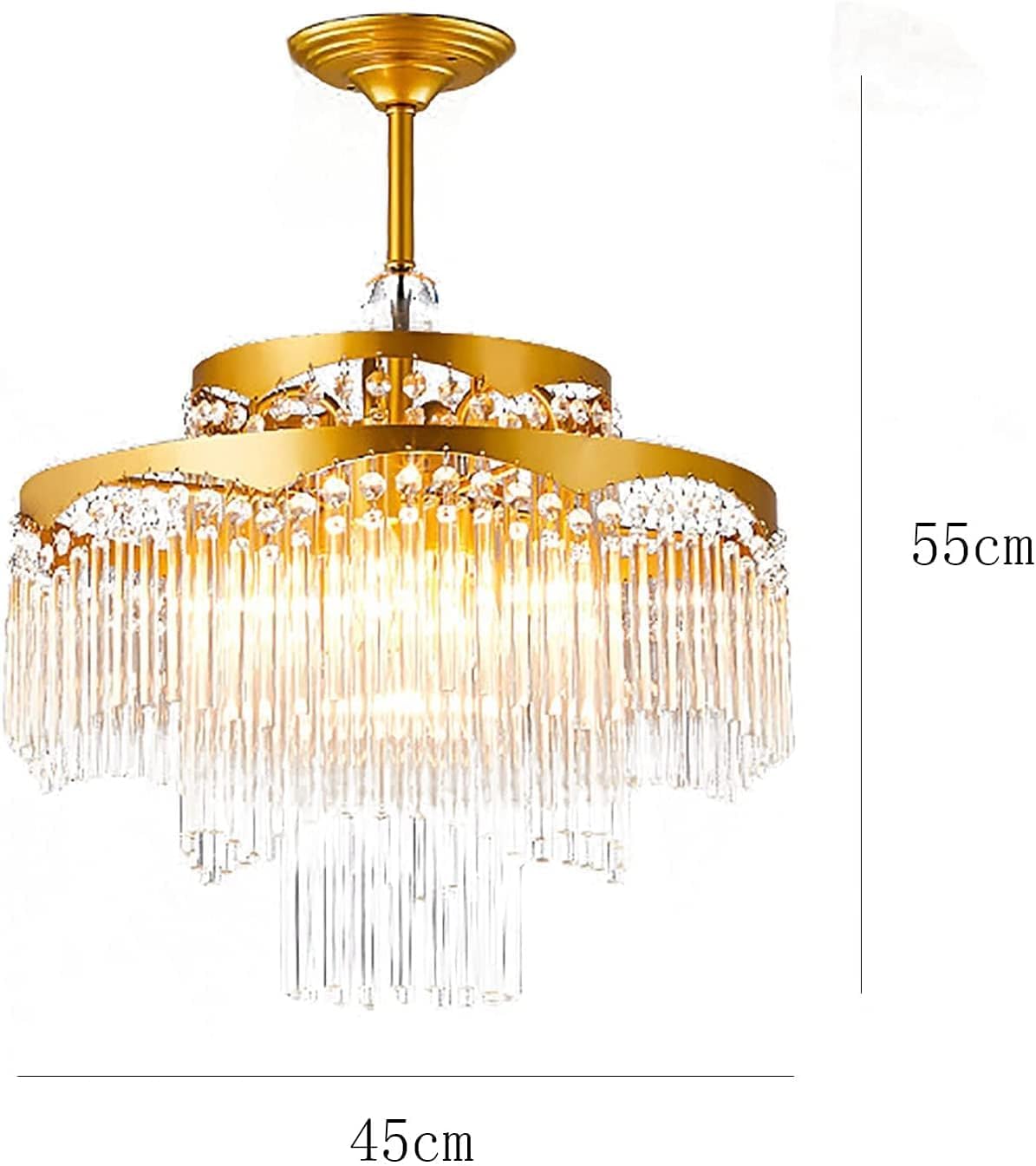 Żyrandol Lampa Wisząca Kryształowy Żyrandol Metalowa Lampa Sufitowa Amerykańska Wisząca Do Sypialni, Kuchni, Salonu, Jadalni Deco(Black)