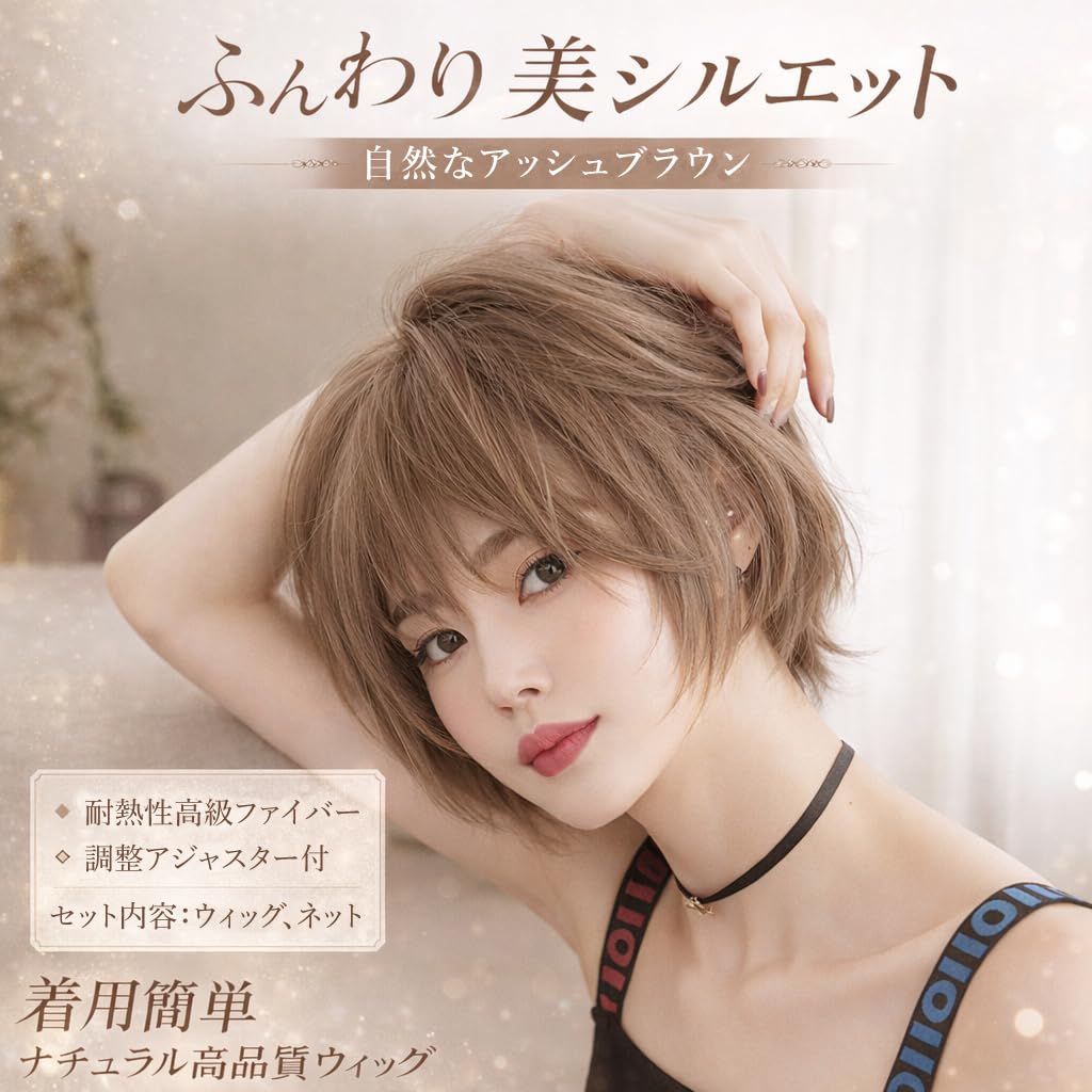 Amazon.co.jp: フルウィッグ ボブ ショート アッシュブラウン