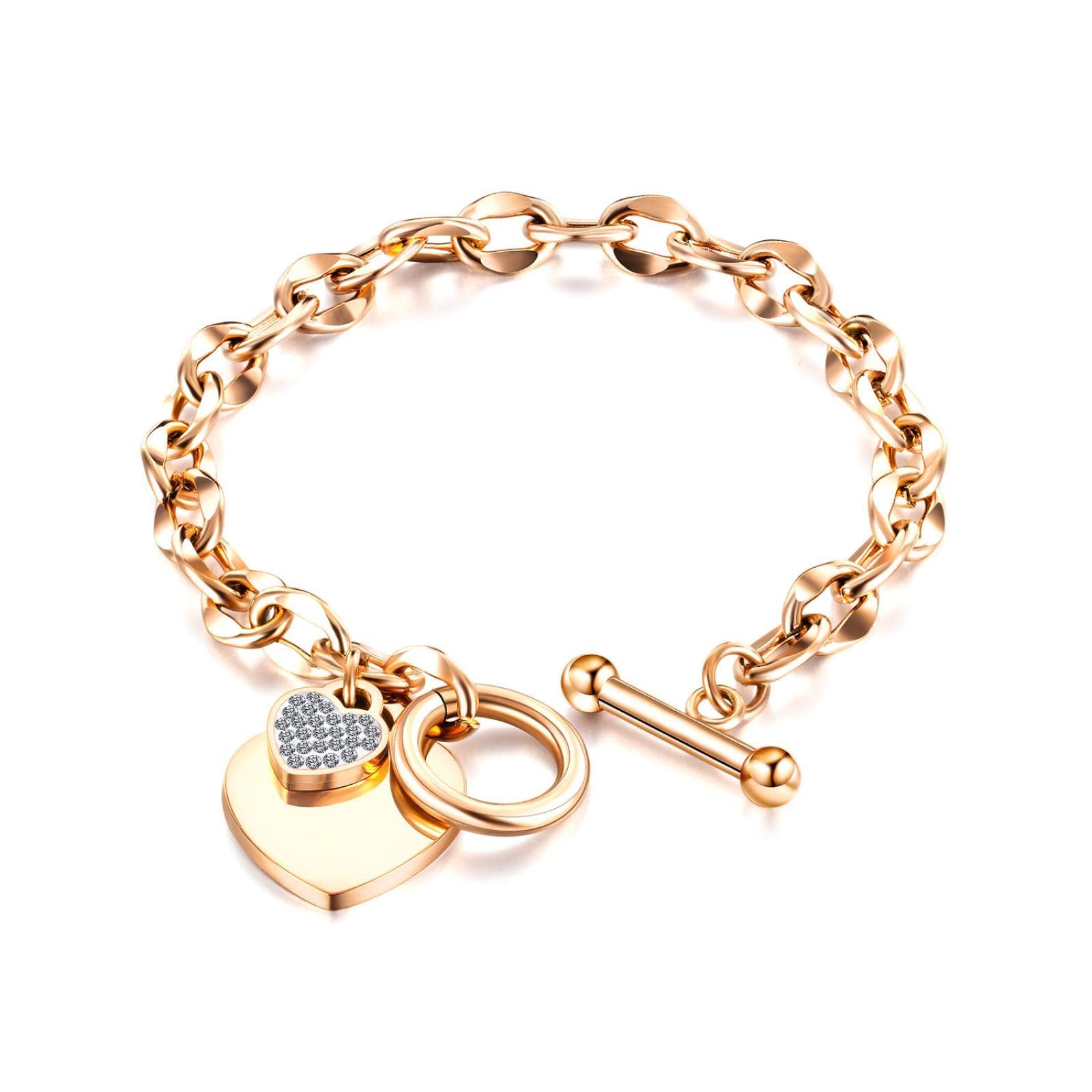 Cadeau de luxe pour fille : bracelet porte-bonheur coeur en titane