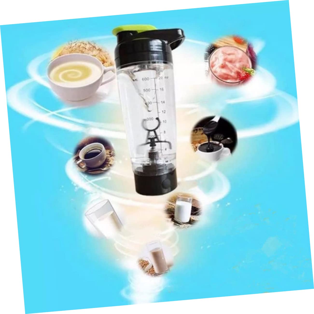 Cabilock Bouteille De Mélangeur Électrique Portable Pour Shaker De Protéines Mixeur Automatique à Batterie Pour Et Boissons Protéinées Vert