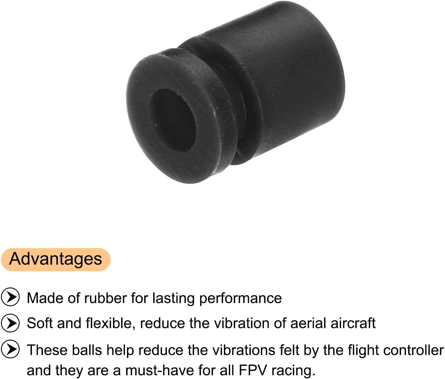 Generic RC Anti Vibration Rubber Balls RC Rubber Damper Balls for RC F4 F7 Flight Controller Gimbal M3x8mm Shock Absorption Balls,RC Models DIY Drone Accessories(Black),Pack of 36