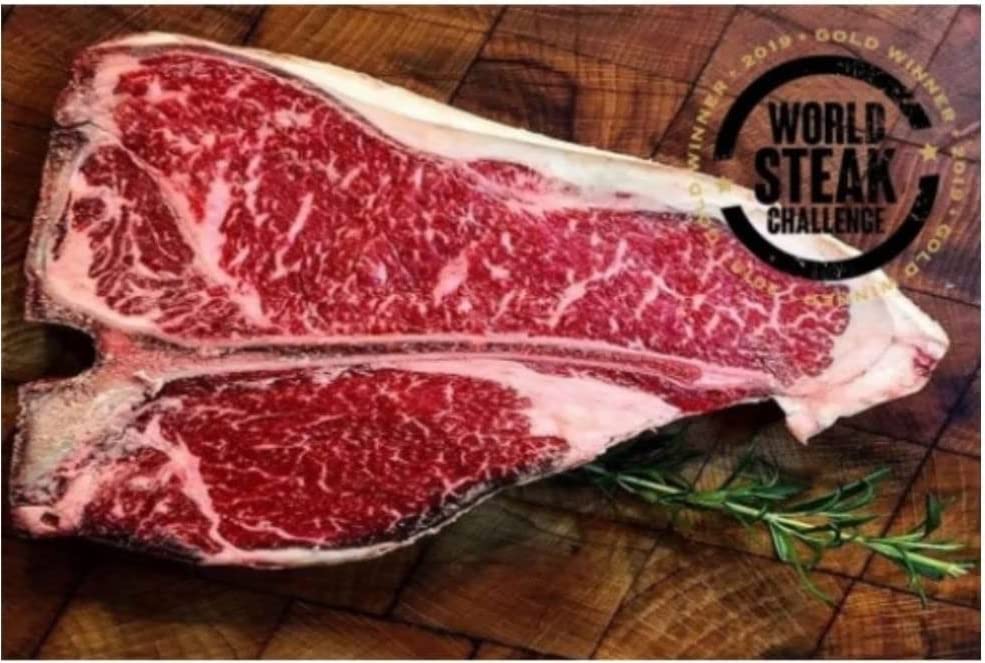 Halal Fresh WX Wagyu T-Bone Steak BMS 5+ (600 g) – Premium Halal Australian Wagyu, Tenderloin & Striploin in One Cut