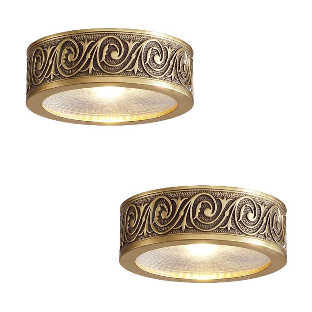 JKJZSALJ 3.9 Inch Round Led Ceiling Light Fixture,7W Surface Mount,4000K /Neutral Light,With Brass Finish,Simple Retrofit Installation - No Flicke,Bronze