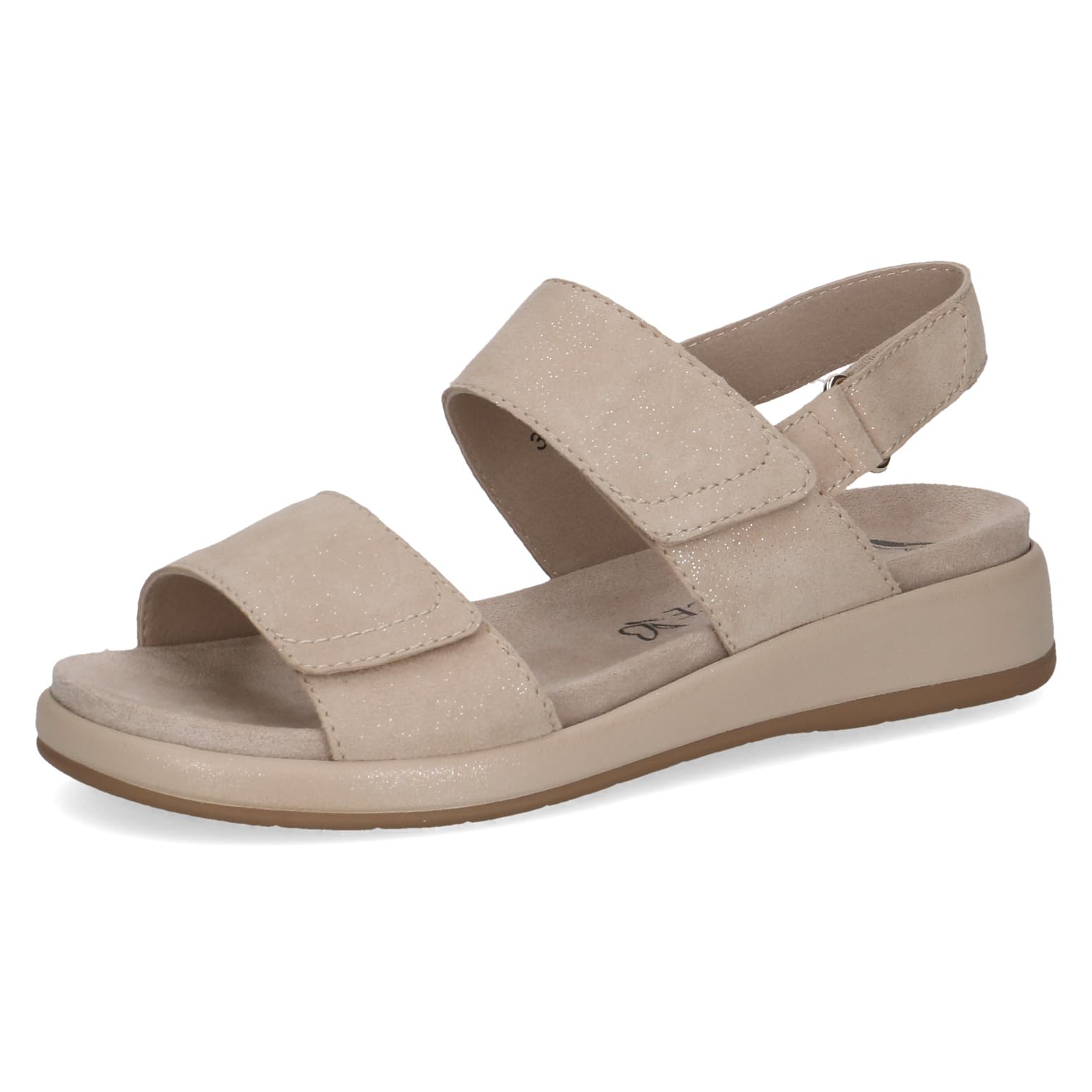 Caprice women's flat sandal in leather, Beige (BEIGE SPARKLE), 6.5 UK