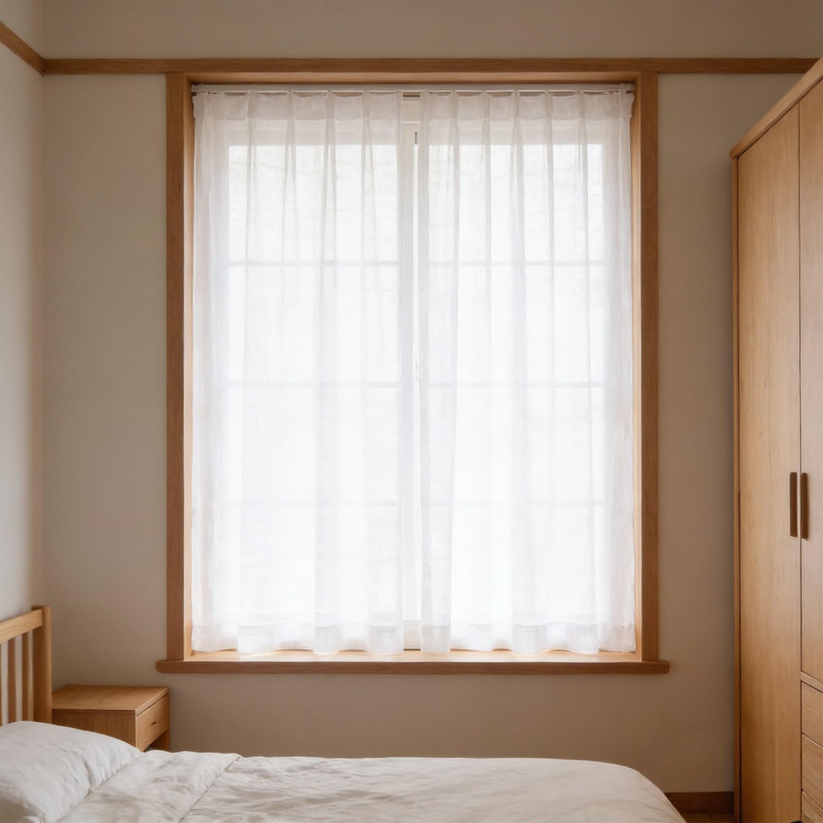 LONGCAO Tende Trasparenti 60 x 190 cm Set di 2 Pannelli in Voile Morbido 100% Poliestere Bianco