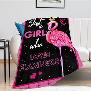 Just A Girl Who Loves Flamingos Blanket Cute Flamingos Decor Throw Blanket Gifts for Girls Super Warm Soft Plush Lightweight Fleece Flannel Blanket Winter Bedding Blanket for Kids Adults Women 50