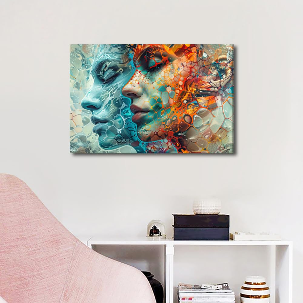 TISHIRON Wall Decor for Bedroom Imaginative Prints Contrast of Real and Selves Wall Art Framed Art Wall Decor Artwork for Walls Family Wall Decor Modern Home Decor Canvas Art Wall Hanging - Image 4