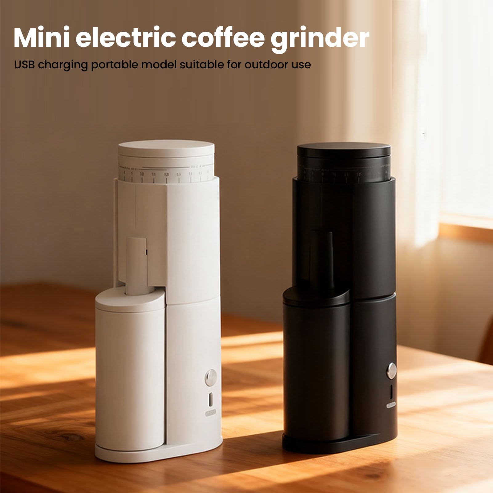 Molinillo de café Eléctrico, Molinillo Portátil Antistático con | Construcción de Acero Inoxidable, Recargable por USB, 25 G, Molido fino.
