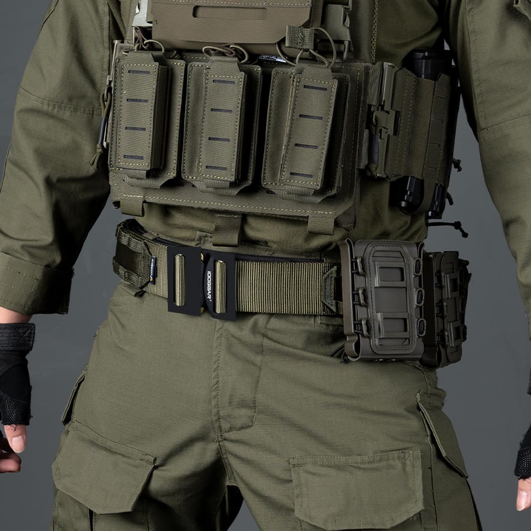 IDOGEAR 2 Zoll Taktischer Gürtel Combat Schnellverschlussschnalle Rigger Gürtel im Militärstil Molle Strapazierfähiges Gurtsystem 2 Zoll Außengurt und 1,75 Innengurtset