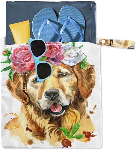 Miniatura 6 de Lindas bolsas húmedas y secas para perros, 2 bolsas reutilizables impermeables para pañales, piezas de extractor de leche, toallas de baño, toallas