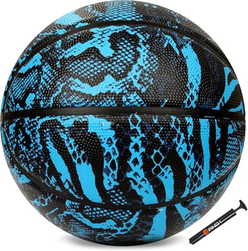 Image of AND1 Chaos Basketball & Pump (Jungle Series)- Official Size 7 (29.5 inch) Streetball, Made for Indoor and Outdoor Basketball Games (Blue /Black)