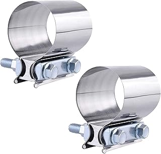 Luluxing 2Pcs Butt Joint Exhaust Band Clamp Stainless Steel Exhaust Muffler Clamp For Exhaust Pipes Muffler Ends And Exhaust System Connection (40MM)