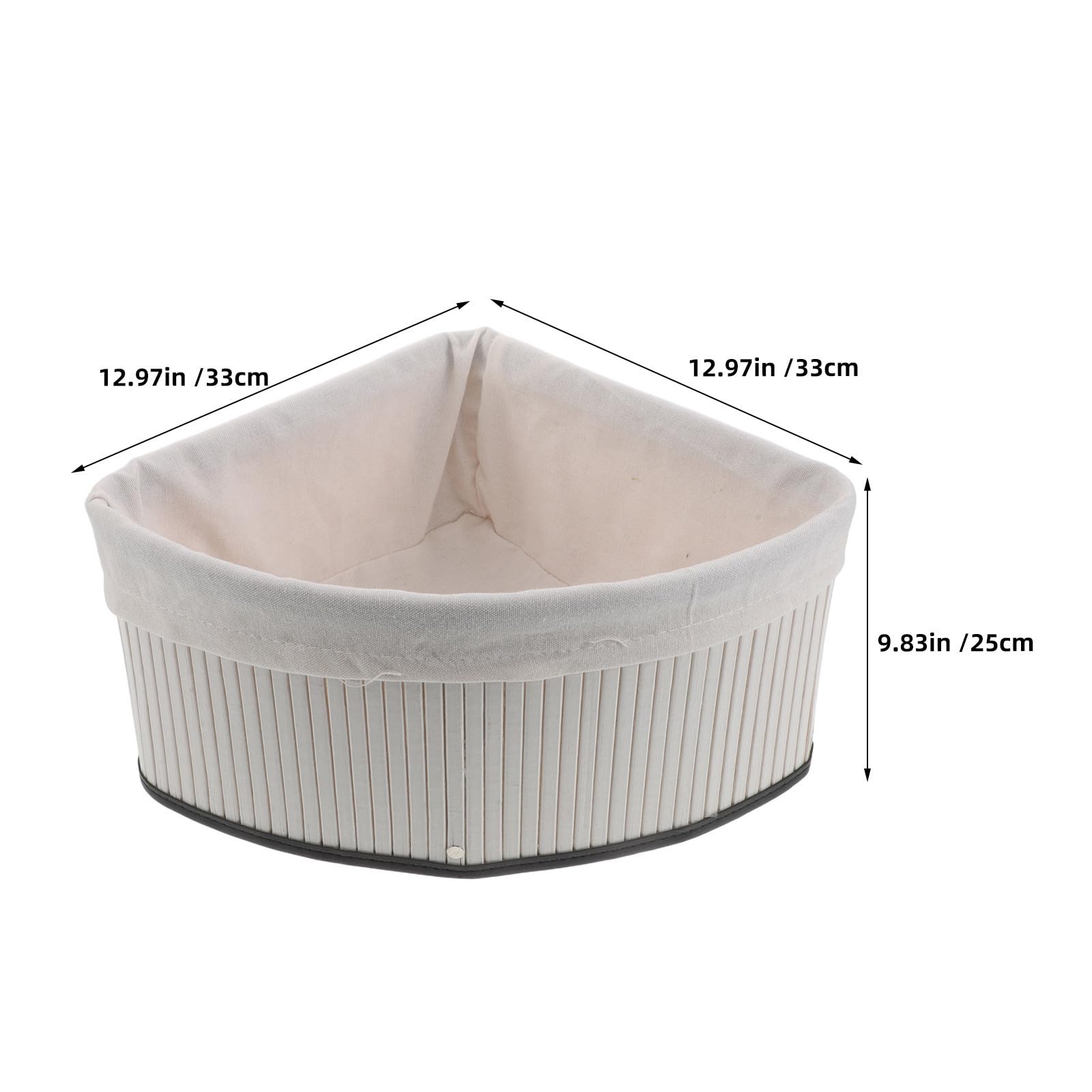 Cesta Organizadora de Bambú en Forma de Abanico Triangular para Armarios con Diseño Tejido y Forro, Maximiza Espacio en Esquinas para Cocina y Dormitorio