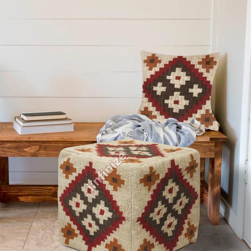 Housse de coussin en jute bohème pour un salon chaleureux