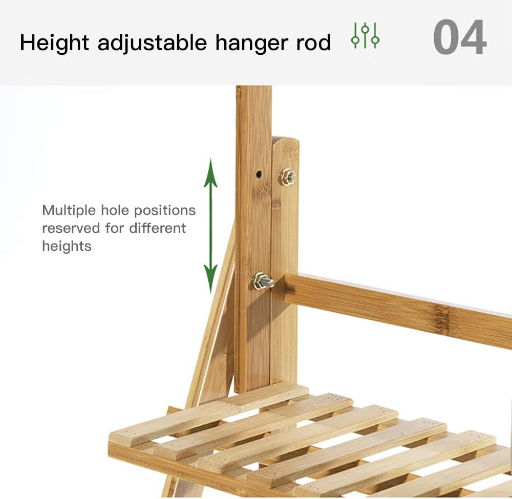 MOUTIK Bamboo 3 Tier Hanging Plants Stand Folding Shelves Rack Planter Pot Organizer Storage Flower Display Shelving Unit Holder (27.5in)