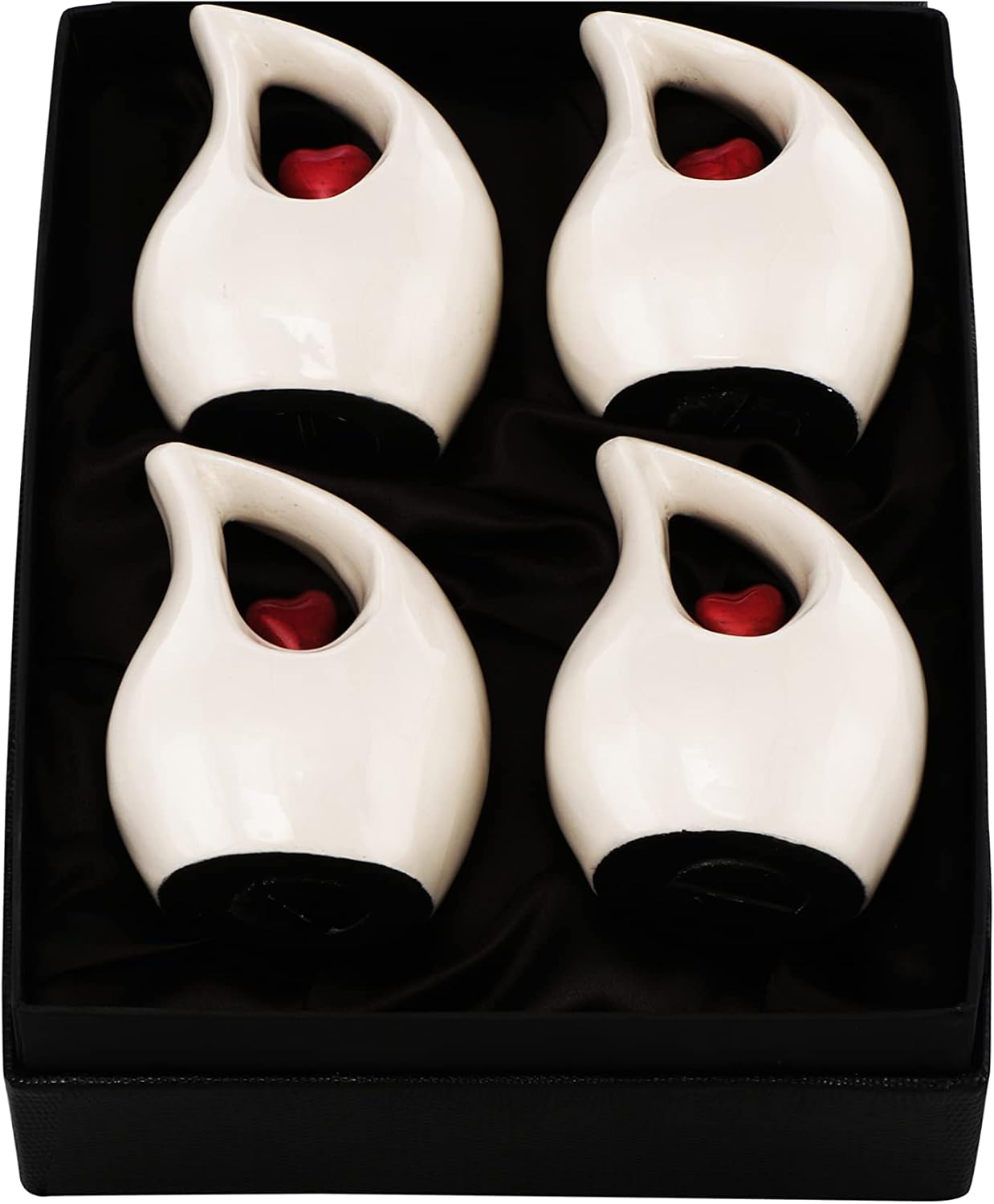 Keepsake Urn for Human Ashes – Heart Design Memorial Urn, Small Cremation Urn, Funeral Urn for Women & Men, Home Display or Burial (Non-Customize, Keepsake Set of 4)