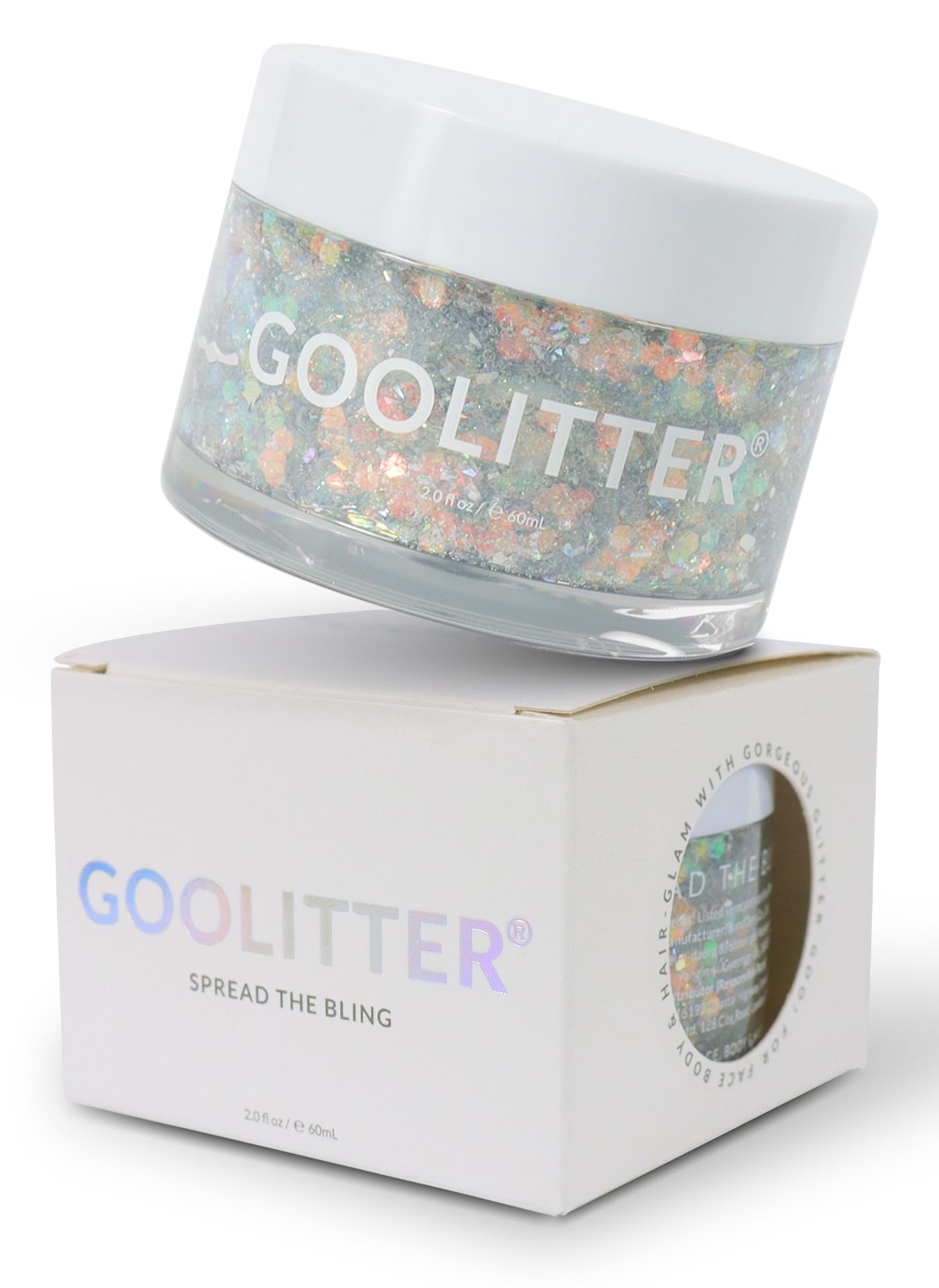 Goolitter Face, Body & Hair Holographic Clear White Glitter Gel [Snowy Cloud] 2oz (60mL) | Chunky | K-Beauty | Halloween, Festival, EDM, Rave, Party,