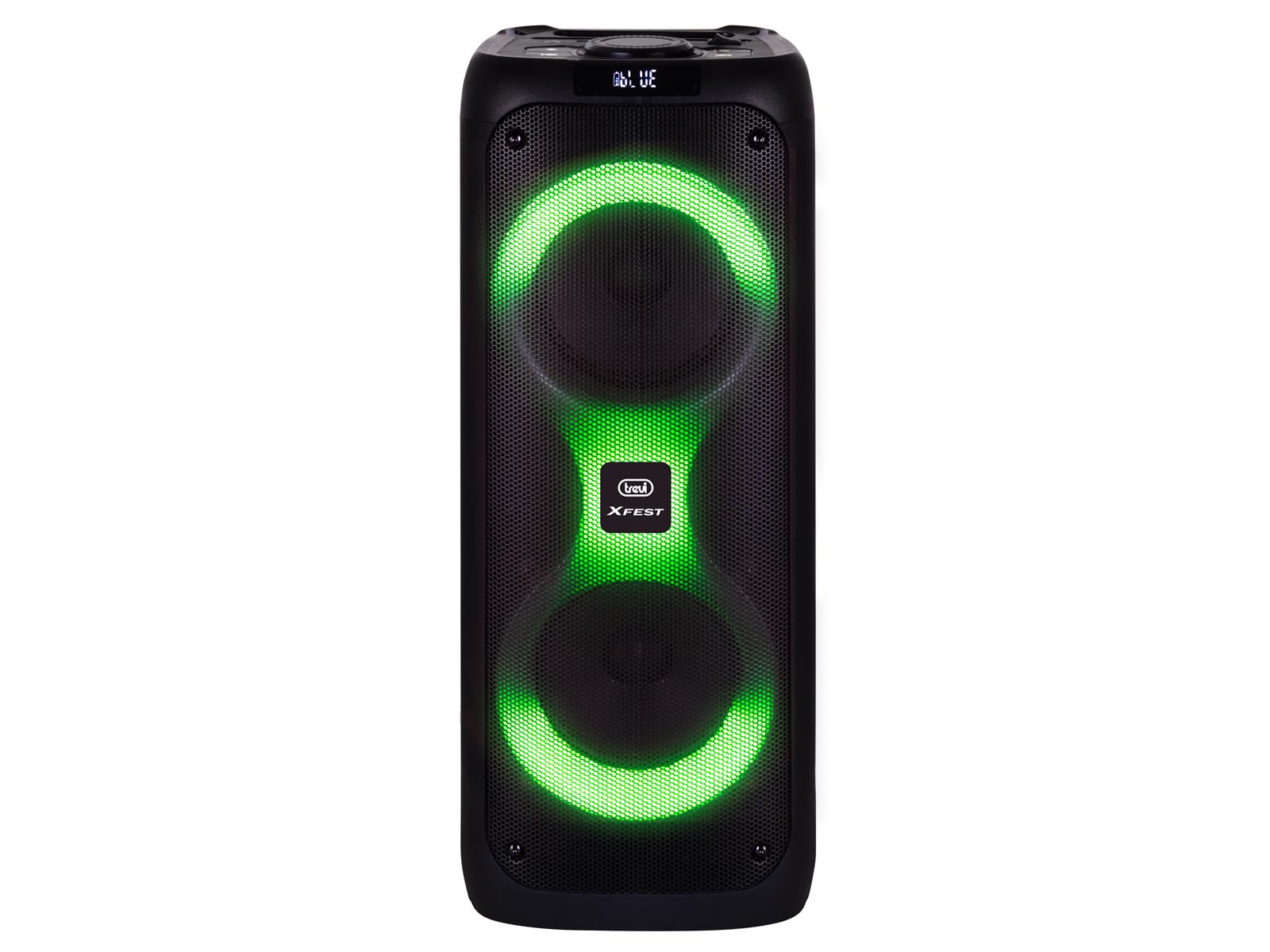 Trevi XFest XF 480 KB Altavoz Amplificado 35 W, Caja inalámbrica portátil con micrófono dinámico Incluido para Karaoke, Reproductor MP3 USB/Micro SD Card, AUX IN, entradas de micrófono, Pantalla LED