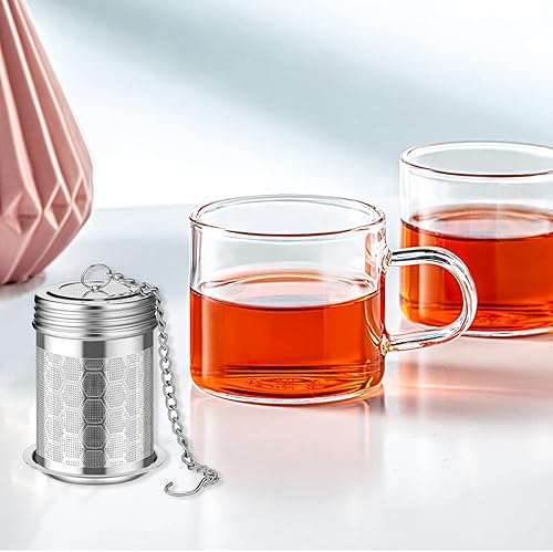 Miniatura 6 de Infusor de té para té suelto, filtro de difusor de té de acero inoxidable 304 con bandejas de goteo y gancho de cadena, infusor de cesta de té de