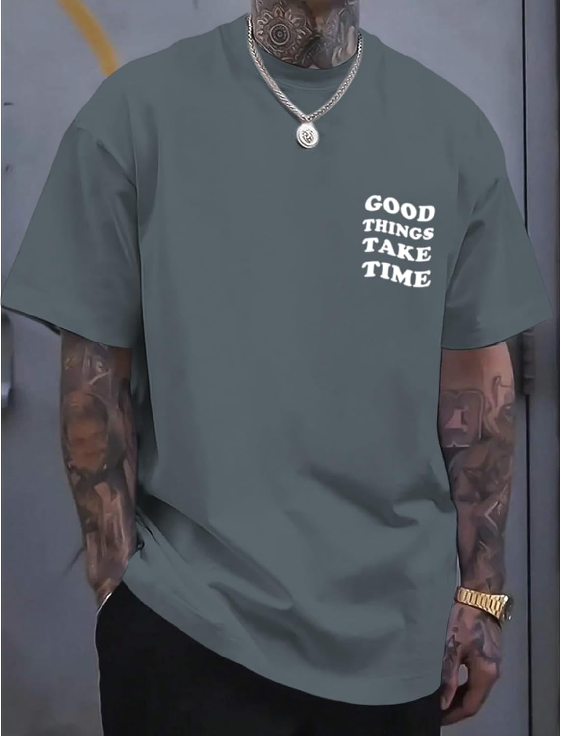 Vintage Graphic Tees for Men Oversized Floral Letter Print Retro Streetwear T Shirts Casual Loose Fit Cotton Tops - Image 2