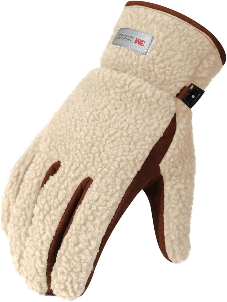 Harssidanzar Men's Sherpa Gloves Thermal Outdoor Gloves Warm Lined For Winter SM041US - Image 6