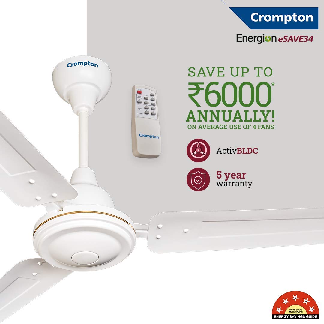Crompton ESave Energy Efficient Designer BLDC Ceiling Fan with Remote