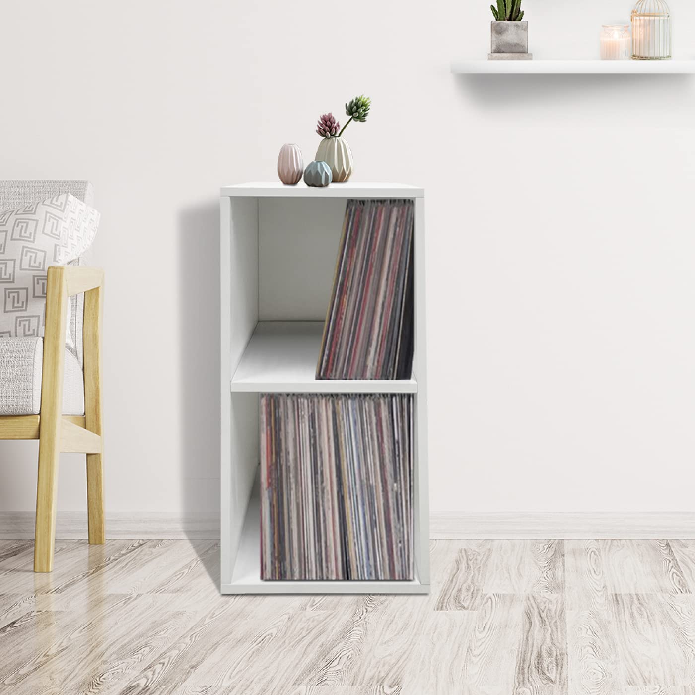 VDD Schrank für Vinyl-LP-Schallplatten - 2 Fächer - weiß