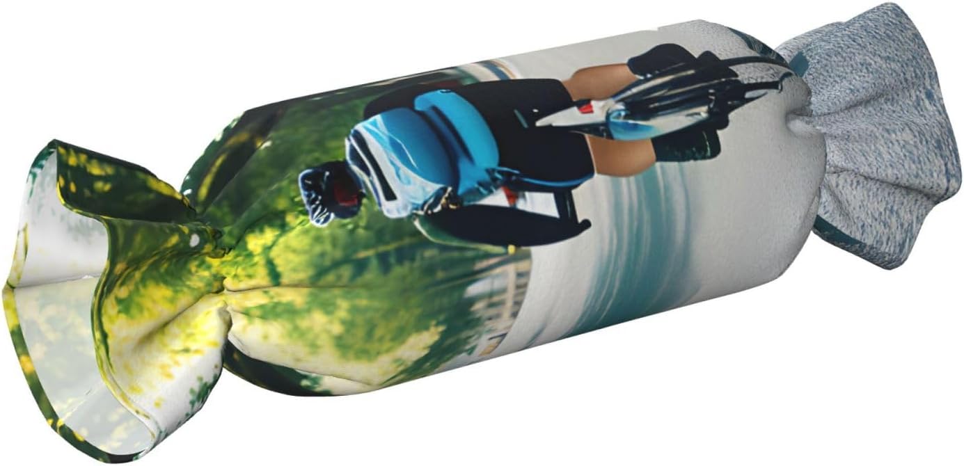 Car and Bicycle Print Candy Cylindrical Eco-Friendly Pillow Soft Velvet Living Room Bedroom Travel Decor