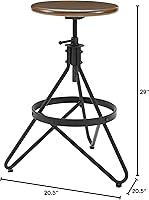 Vista 3 de Crosley Furniture Kalen Taburete giratorio de altura ajustable con asiento de madera, marrón/negro mate