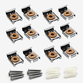 Mirror Hanger Clips,12 PCS Frameless Mirror Glass Wall Hanging Fixing Kit Spring Loaded Mirror Hanger Clips with Dowels and Screws（3 Set ）