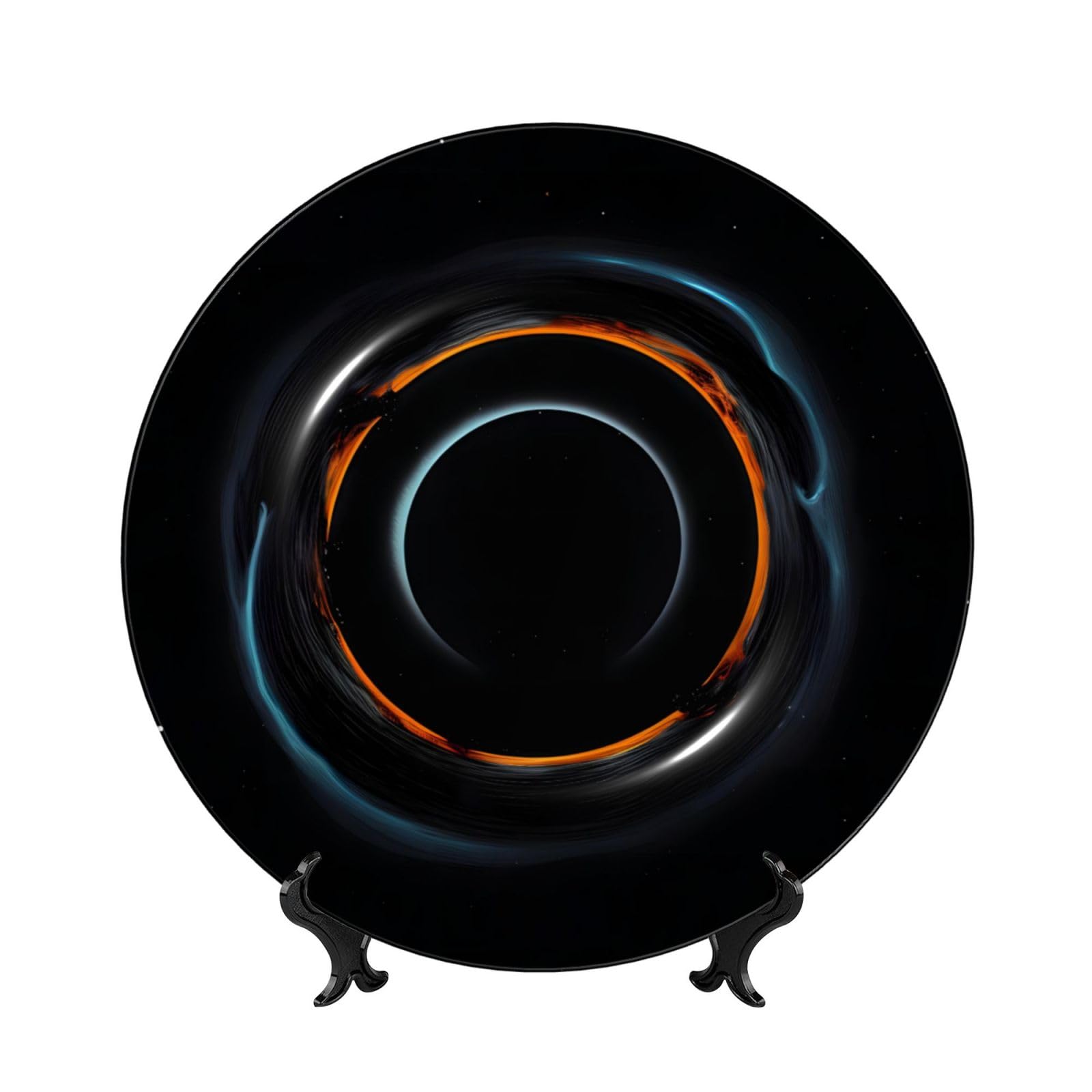 SXZVVBN Mysterious Cosmic Black Holes Bone China Decorative Plate Art with Stand Removable Adhesive Hanging for Home Office 7in