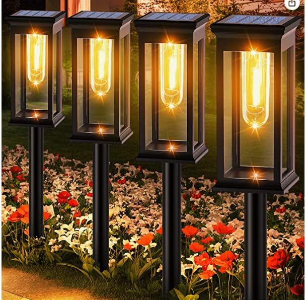 Solarlampen für Außen Garten 12 Stück, Warmweiß Solar Gartenleuchten, Wasserdicht Außenbeleuchtung Wegeleuchte Deko für Hof, Weg, Terrasse, Rasen