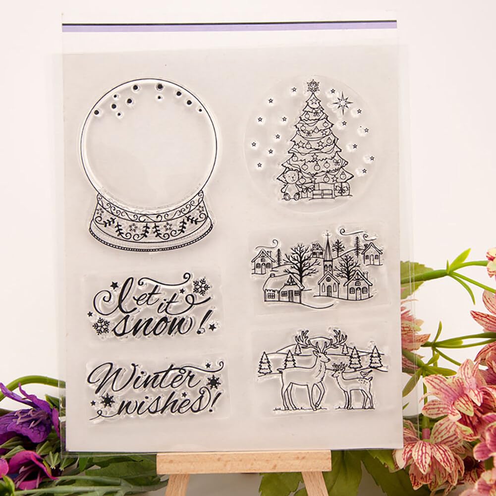 Briartw Timbro In Silicone Per Natale – Albero, Pupazzo Di Neve E Uccellini Per Scrapbooking E Biglietti Fai Da Te